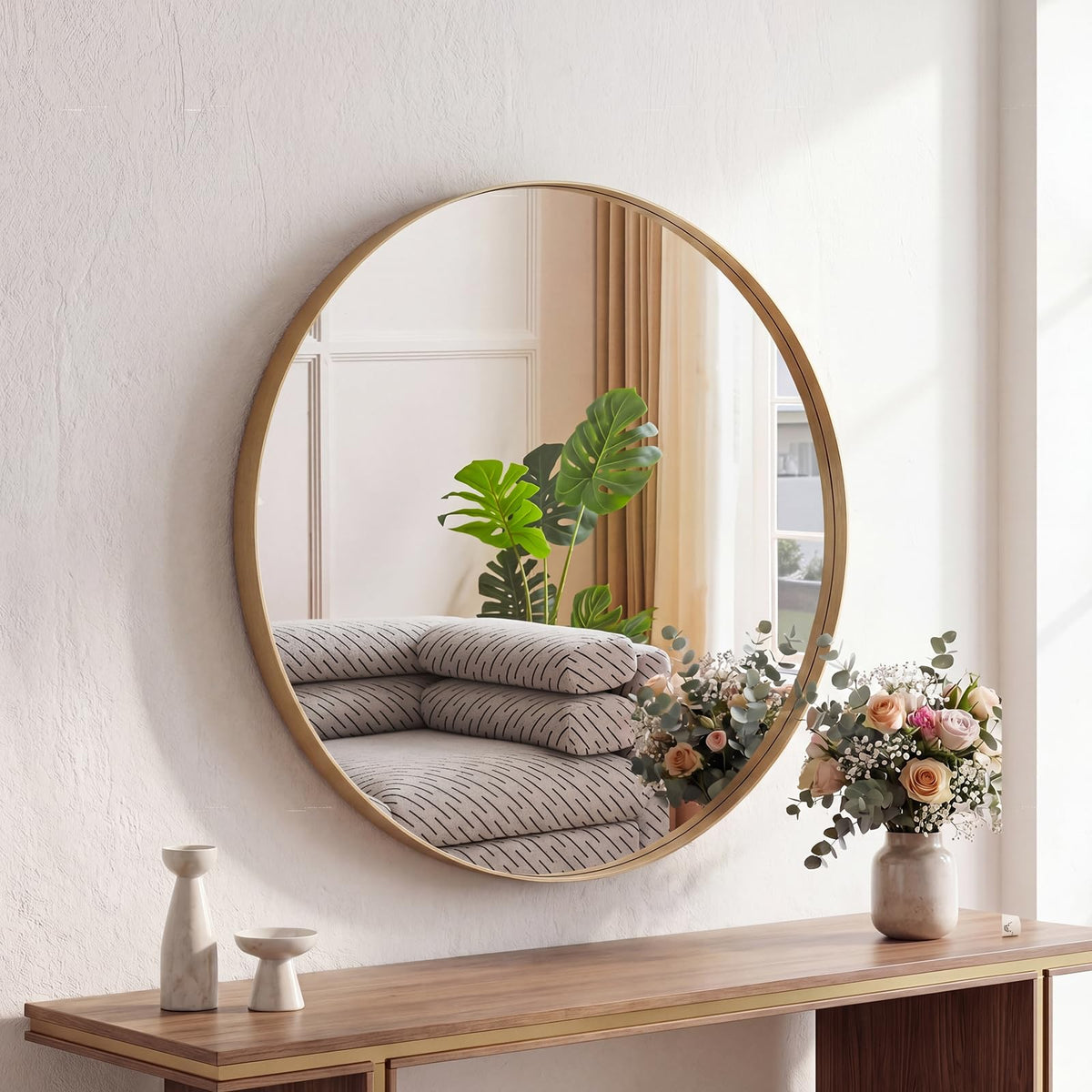 Sweetcrispy 24"x36" Arched Black Bathroom Mirrors for Wall