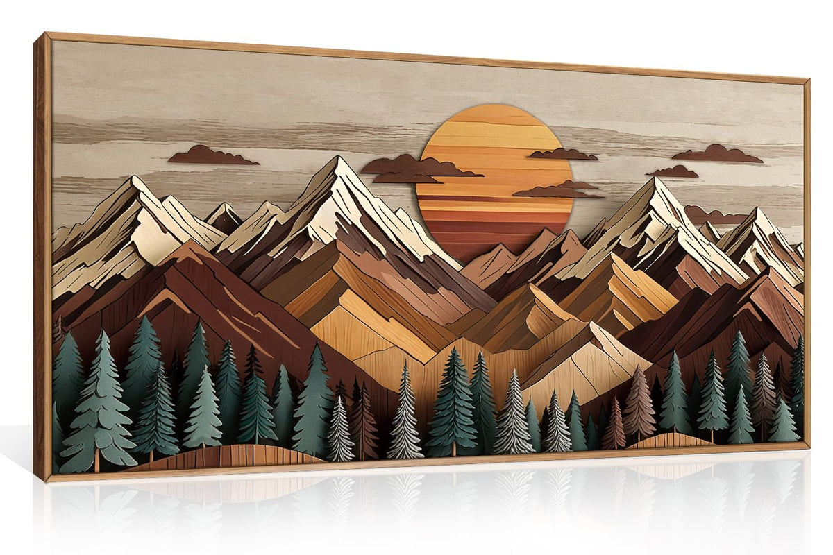 KAIRNE Neutral Abstrcat Landscape Framed Canvas Wall Art Set-40"x20"x1