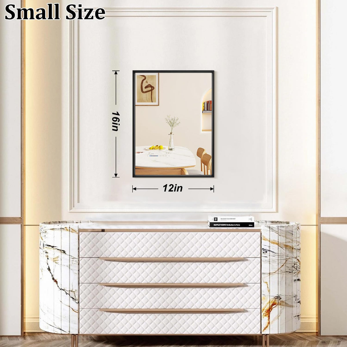AAZZKANG Mirrors for Wall Rectangular Metal Framed Black 16"x12"