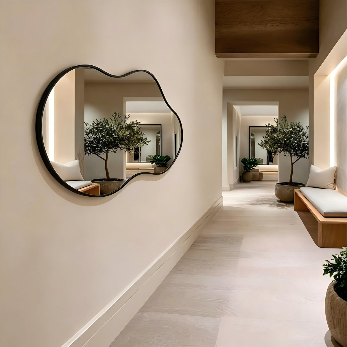 Irregular Wall Mirror 24×40 Inch Black