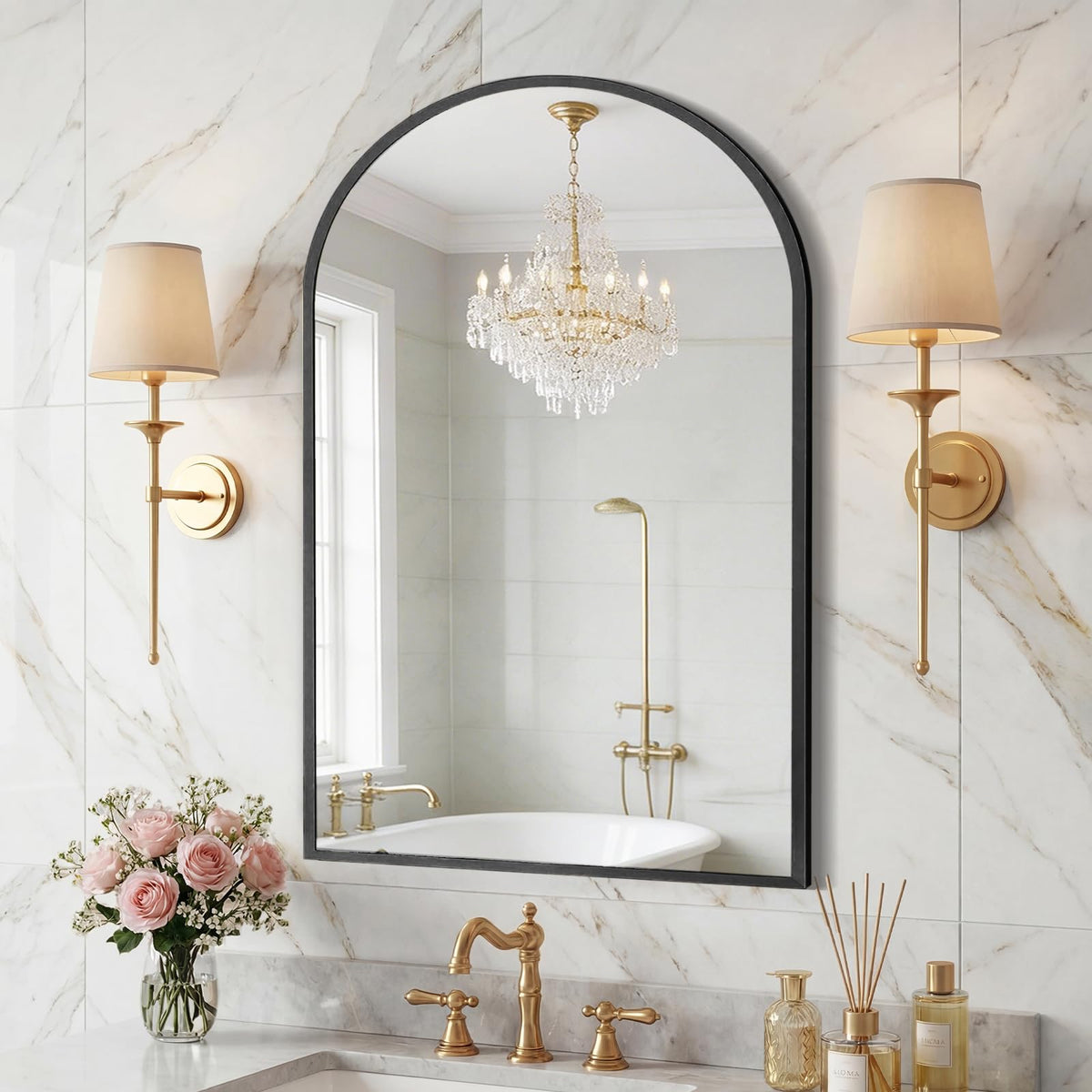 Sweetcrispy Round Bathroom Wall Mirror, Vanity Mirror, 20 Inch