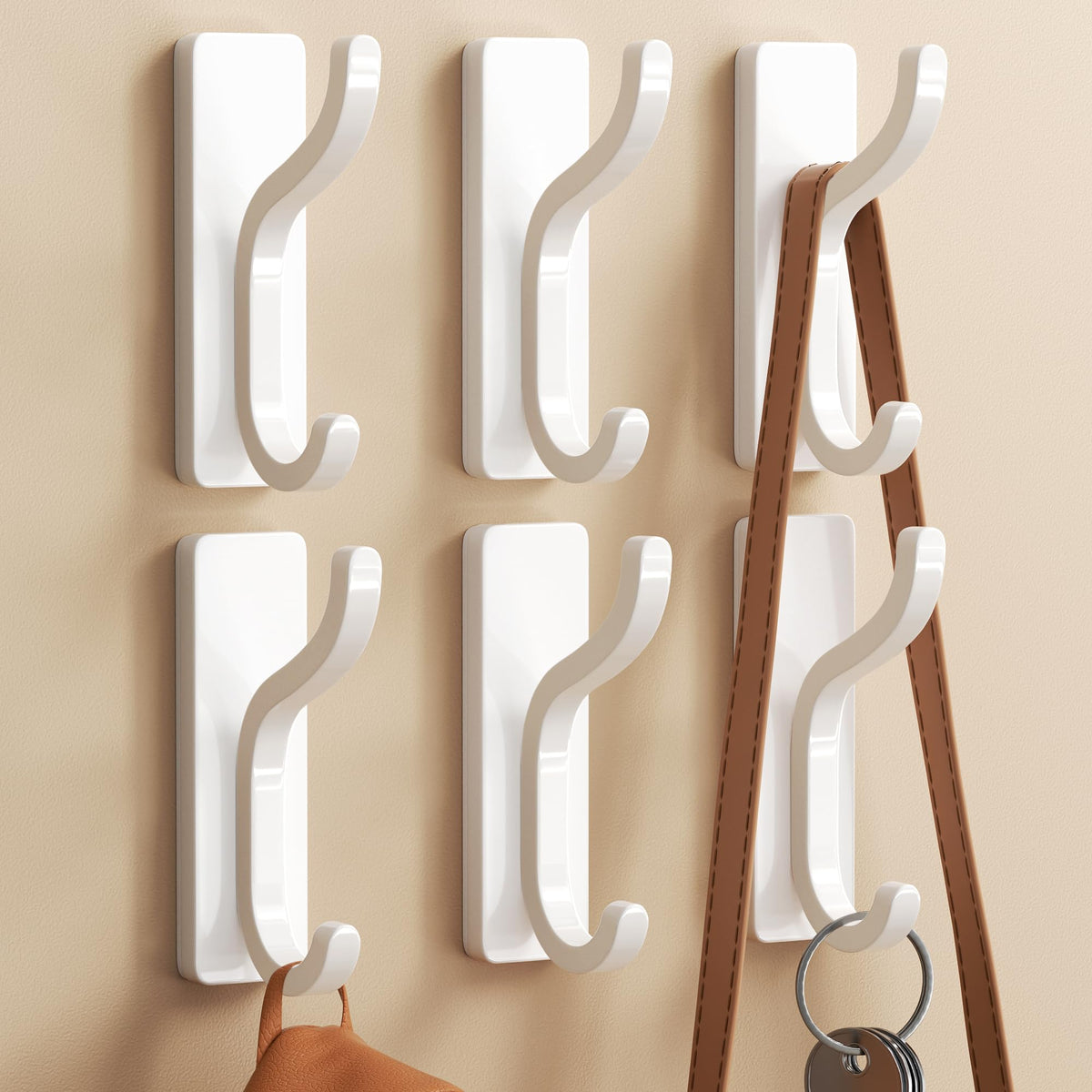 Adhesive Wall Hooks for Towel/Coat,13Lb Strong Stick-On Hooks, Gold 4 Pack