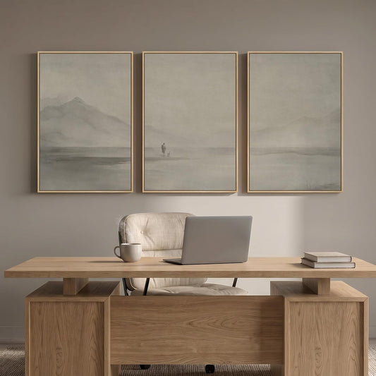 Framed Neutral Christian Jesus Canvas Wall Art for Living Room, 3 Piece