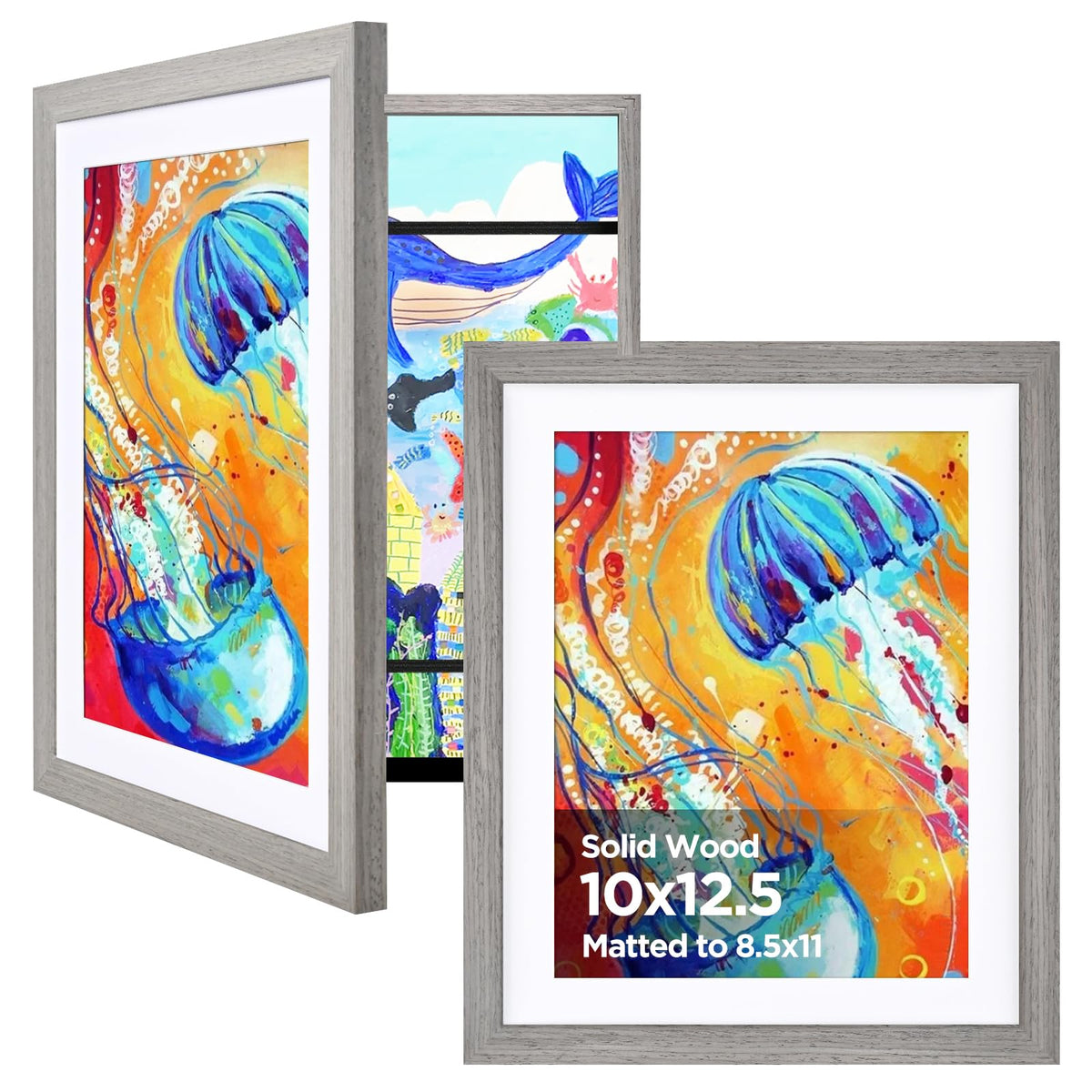 KINLINK 9x12 Kids Art Frame, Natural Artwork Frames 2 Pack