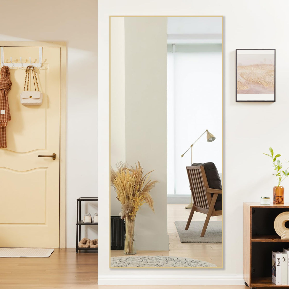 OLIXIS 64"x21.5" Arched Full Length Mirror with Stand, Body Mirror
