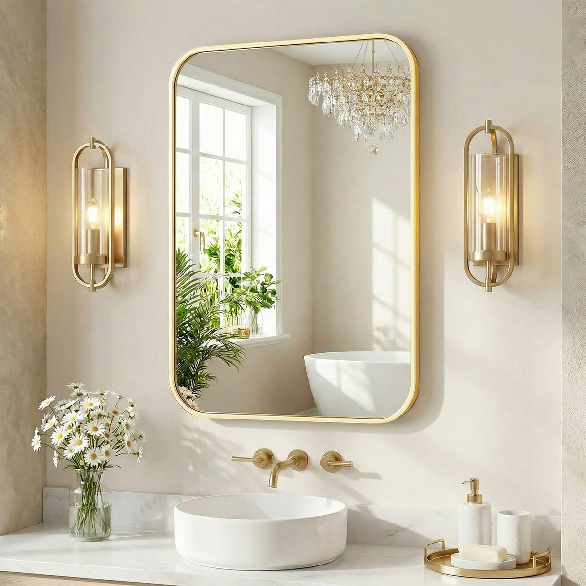 Sweetcrispy 26.5"x38" Arched Black Bathroom Mirrors for Wall, Bathroom Mirrors for Over Sink, Metal Framed with HD Shatter-Proof Glass for Entryway, Living Room, Bedroom, Home Decor