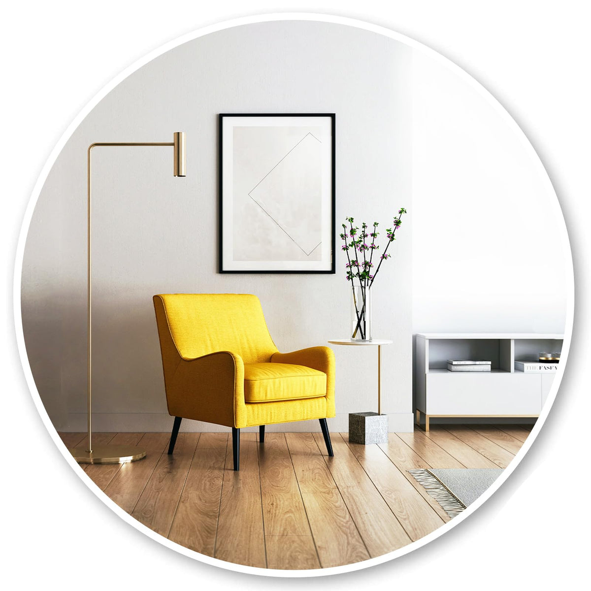 Oruii Round Mirror, 24 inch Black Circle Mirror, Matte Black Metal Frame