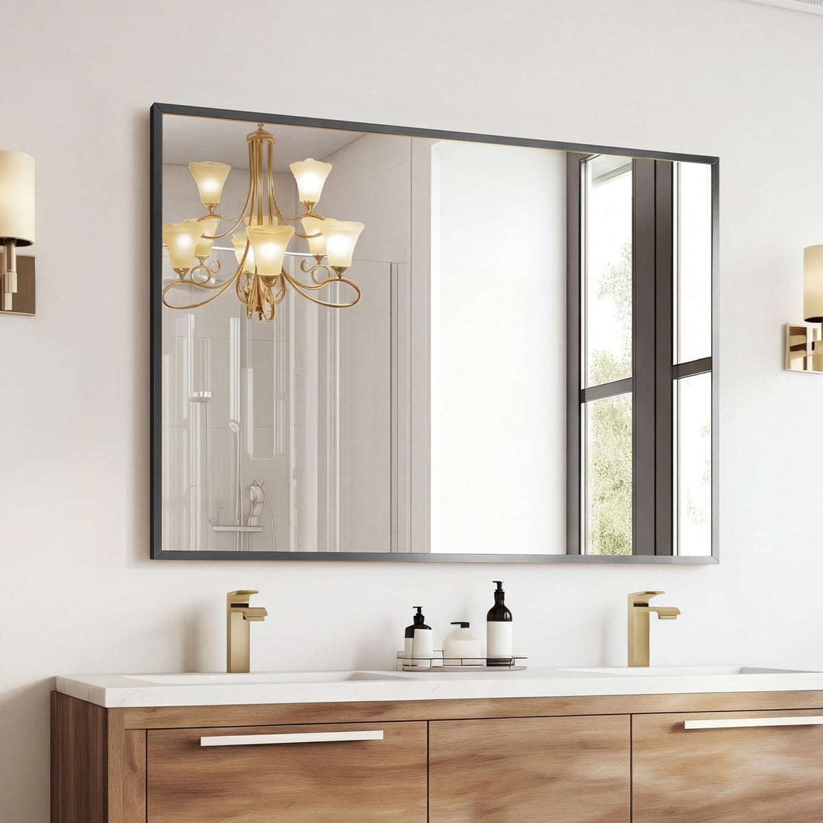 Sweetcrispy 24"x36" Arched Black Bathroom Mirrors for Wall