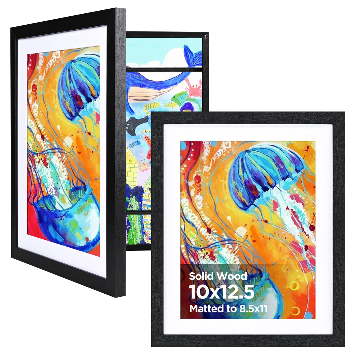 KINLINK 9x12 Kids Art Frame, Natural Artwork Frames 2 Pack