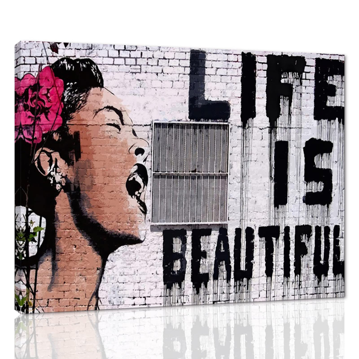 Banksy Wall Art Graffiti Street Giclee Canvas Paintings Poster and Prints Kid Wall Pictures girl Figure Street Picture Artwork Modern Framed Art for Home Wall Decor 24”Wx36”H