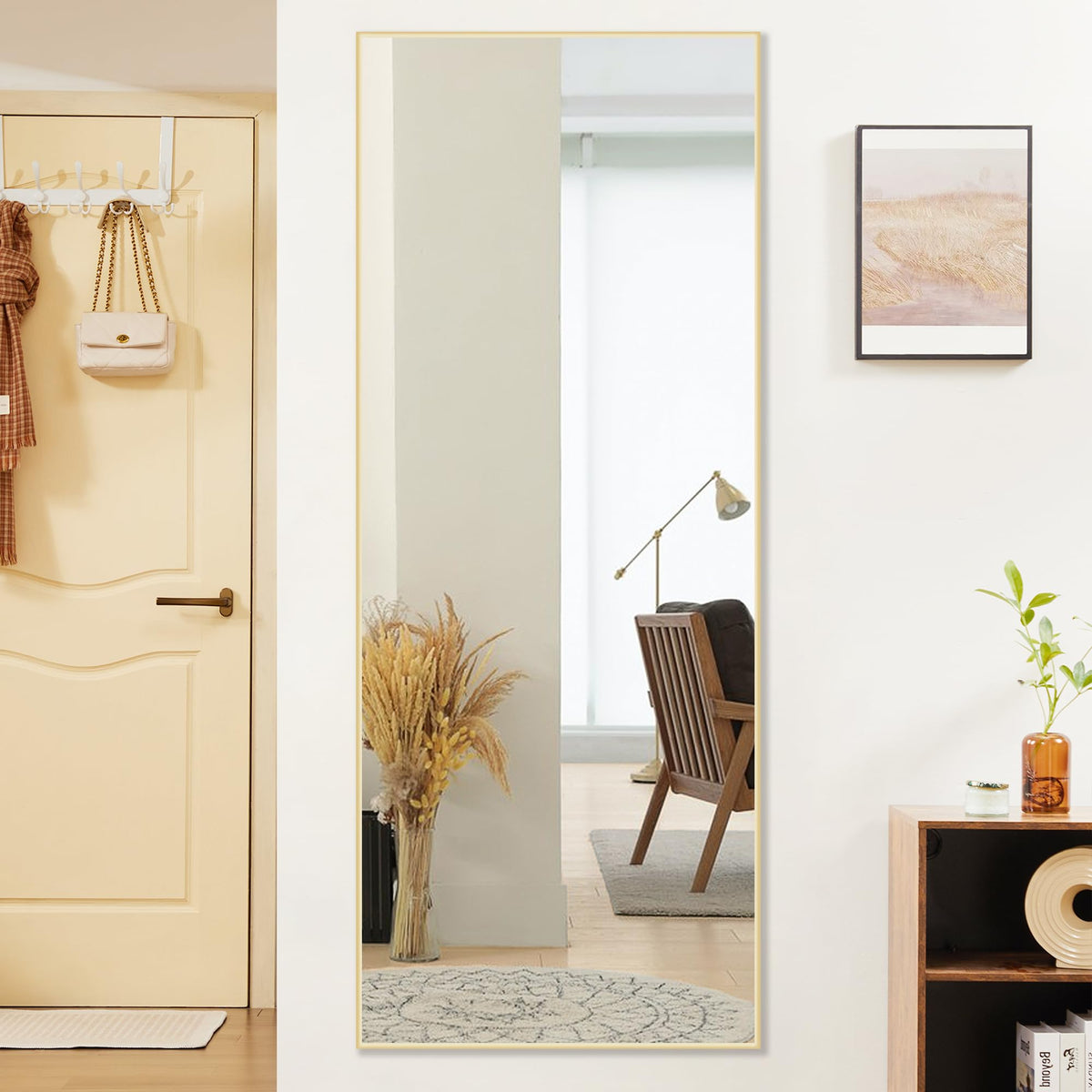OLIXIS 64"x21.5" Arched Full Length Mirror with Stand, Body Mirror