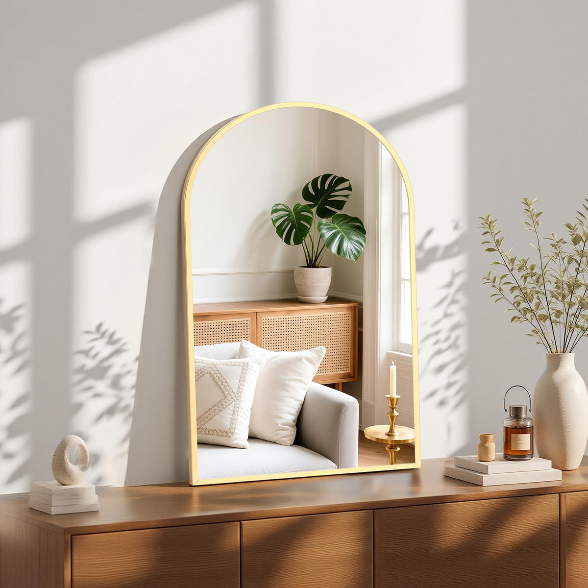 Sweetcrispy 26.5"x38" Arched Black Bathroom Mirrors for Wall, Bathroom Mirrors for Over Sink, Metal Framed with HD Shatter-Proof Glass for Entryway, Living Room, Bedroom, Home Decor
