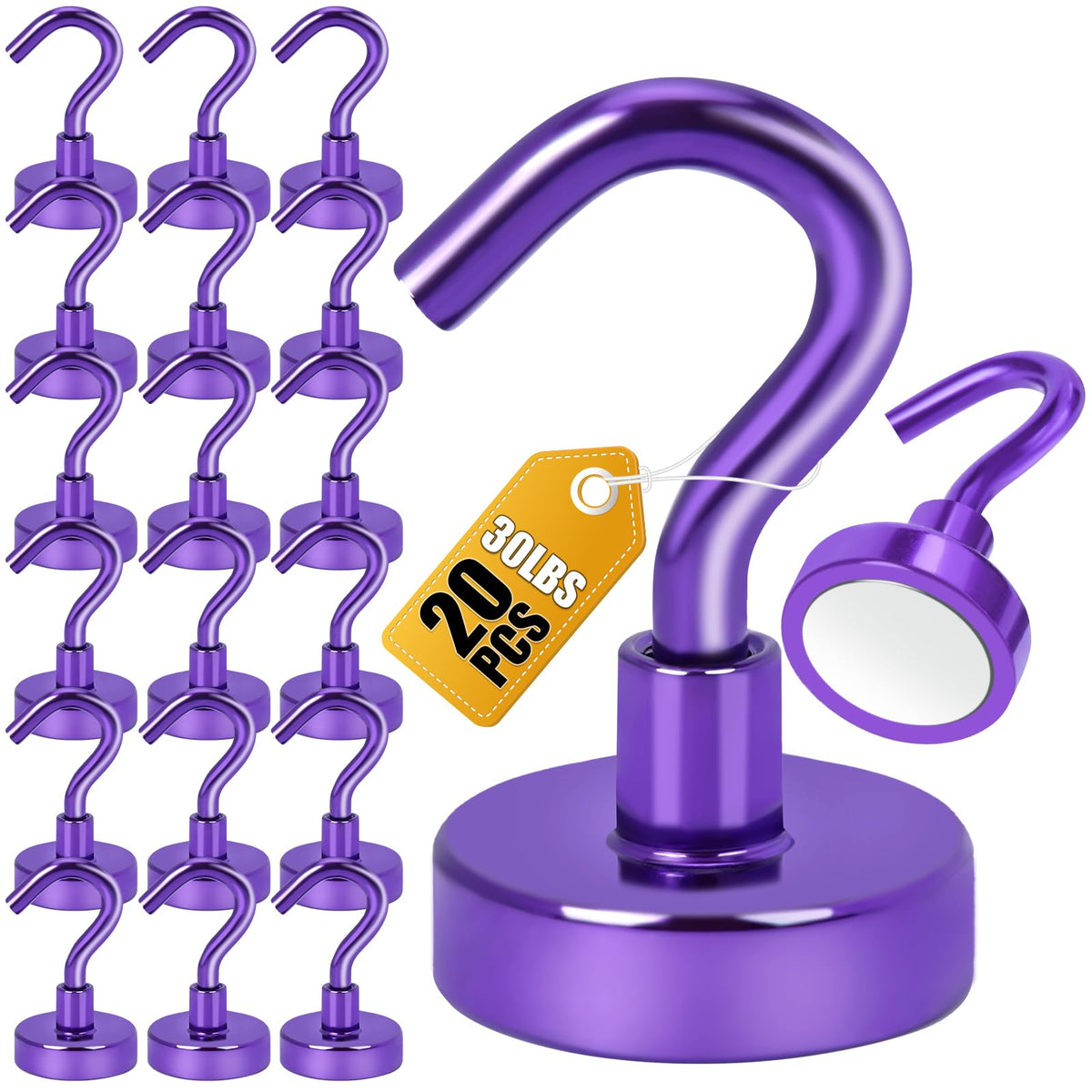 DIYMAG Magnetic Hooks 20pcs 30lbs+ Cruise Essentials 2026 Magnet Hook Black