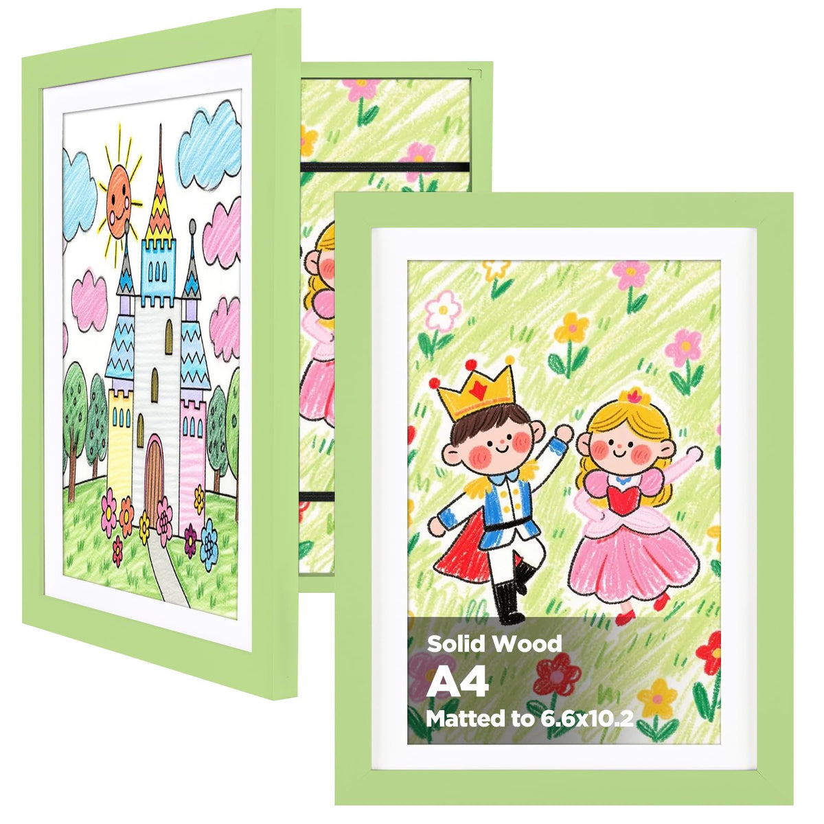 KINLINK 9x12 Kids Art Frame, Natural Artwork Frames 2 Pack