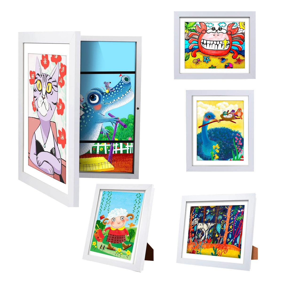 [3-Pack Kids Artwork Frames Changeable - Front Opening Holds 150,Children Art Projects Kids Art Frames,10x12.5 Child Picture Frame for Display,With Storage(Wood)