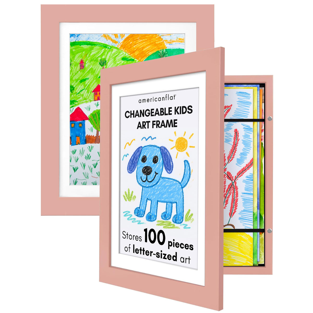 Americanflat 8.5x11 Changeable Kids Art Frame 2-Pack - Black