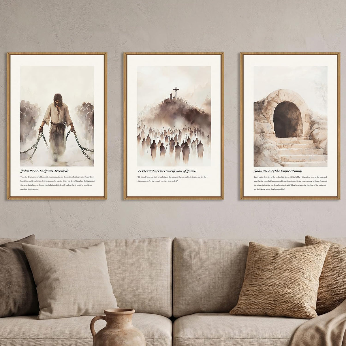 KAIRNE Neutral Abstrcat Landscape Framed Canvas Wall Art Set-40"x20"x1
