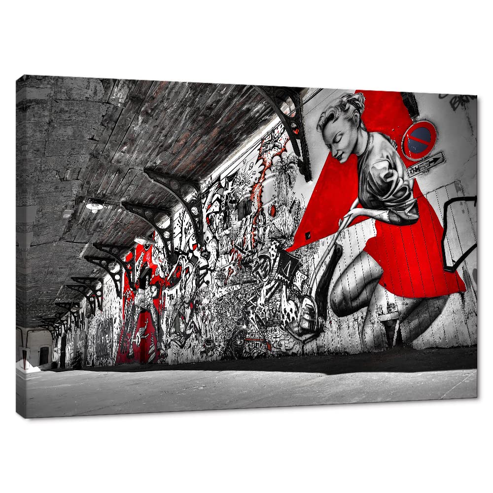 Banksy Wall Art Graffiti Street Giclee Canvas Paintings Poster and Prints Kid Wall Pictures girl Figure Street Picture Artwork Modern Framed Art for Home Wall Decor 24”Wx36”H