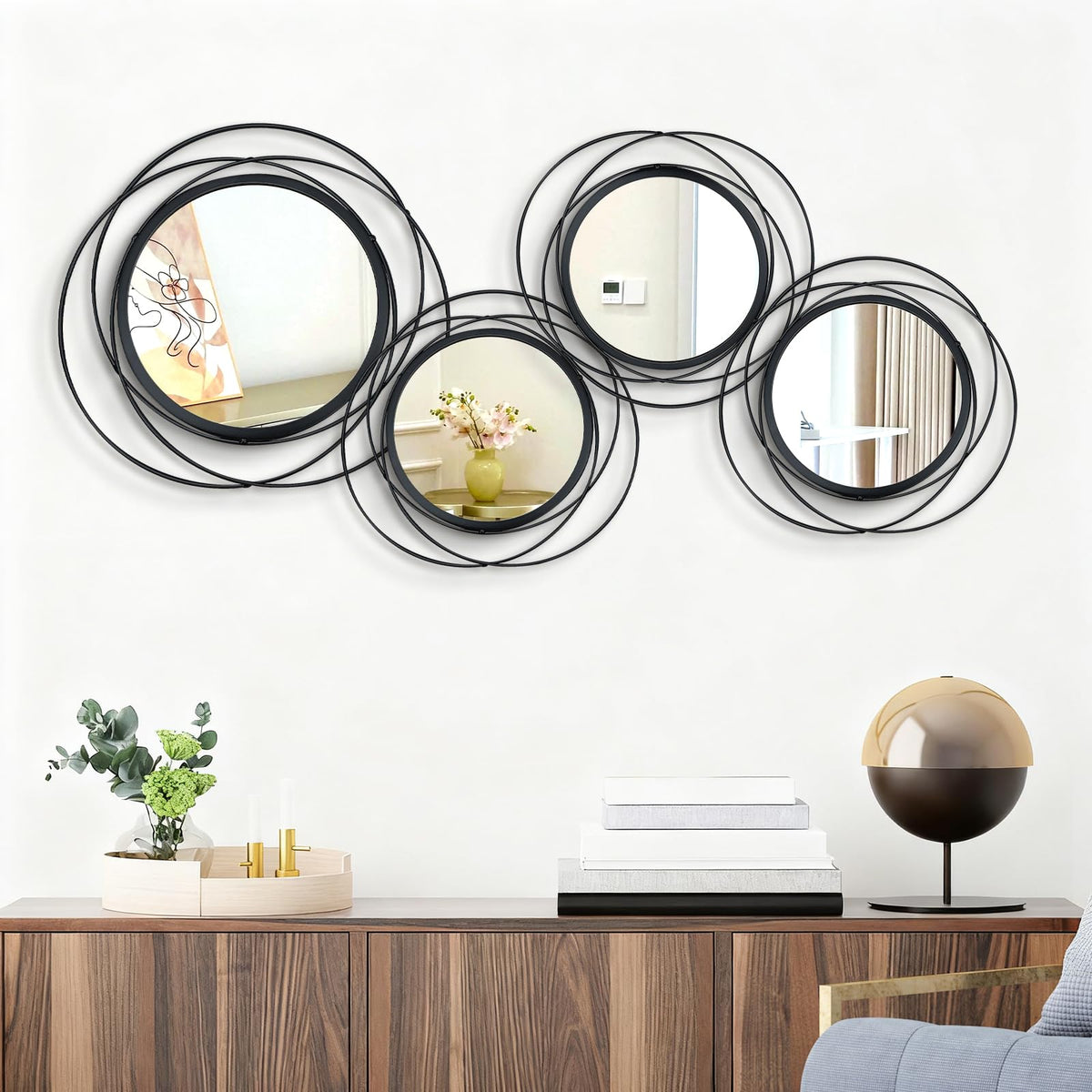 3 Set Sunburst Round Mirrors for Wall Decor Bedroom Bathroom