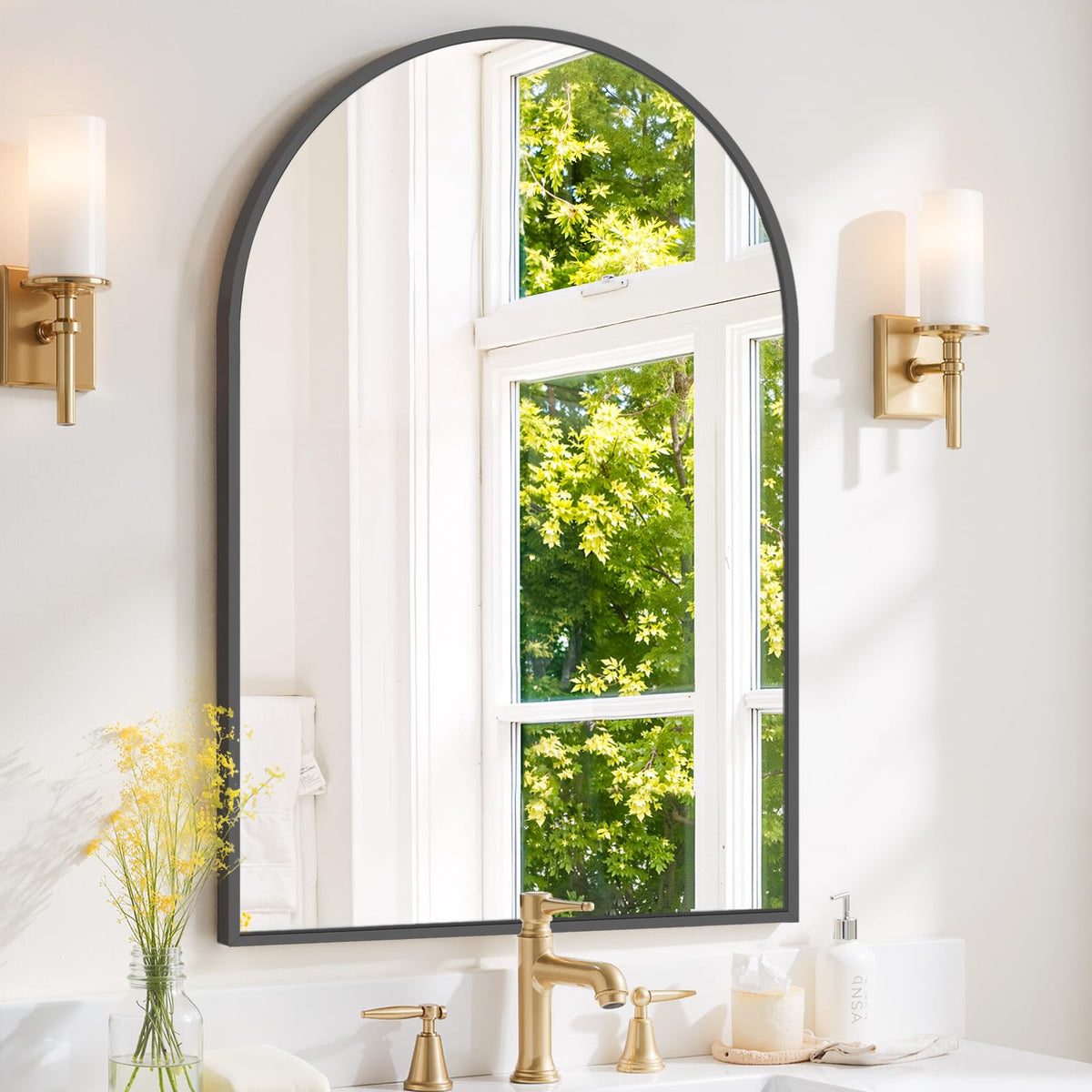 Round Wall Mirror 30 Inch Gold Vanity Mirror with Metal Frame