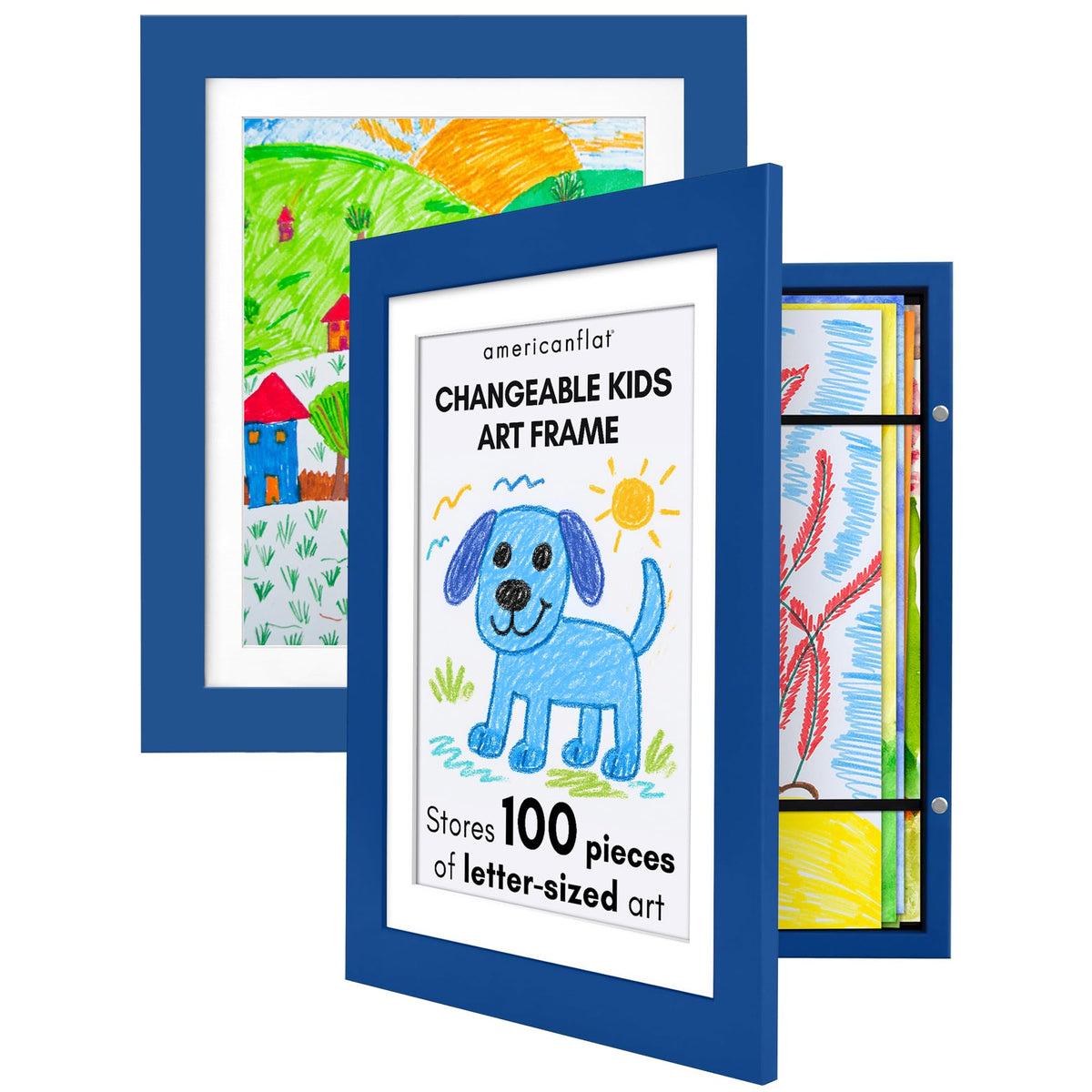 Americanflat 8.5x11 Changeable Kids Art Frame 2-Pack - Black