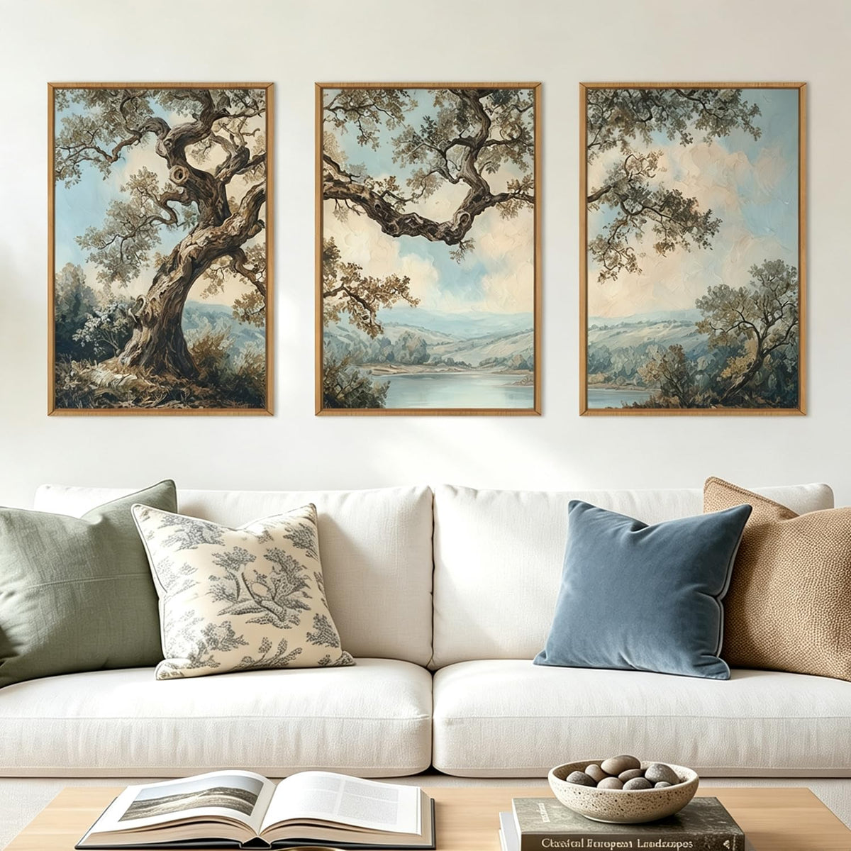 BINCUE Neutral Abstract Wall Art Beige Large Wall Decor Boho Mid Century Modern Artwork Art Print for Living Room Bedroom Office 24"x36" Set of 3 Gift