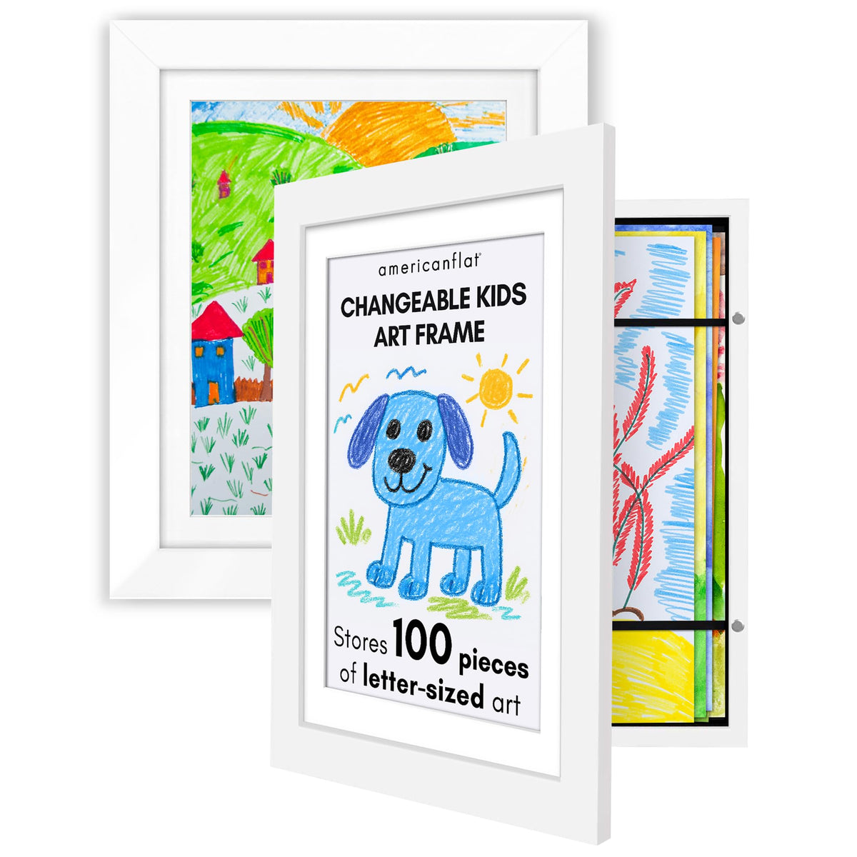 Americanflat 8.5x11 Changeable Kids Art Frame 2-Pack - Black