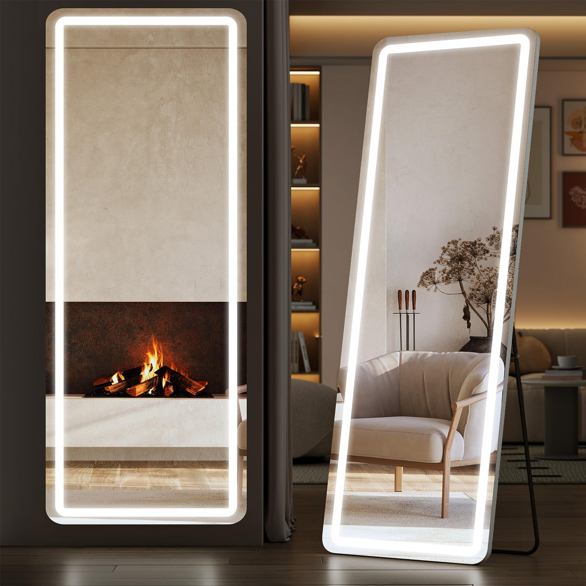 Sweetcrispy LED Full Length Floor Mirror, 65"x21" Lighted Full Body Mirror