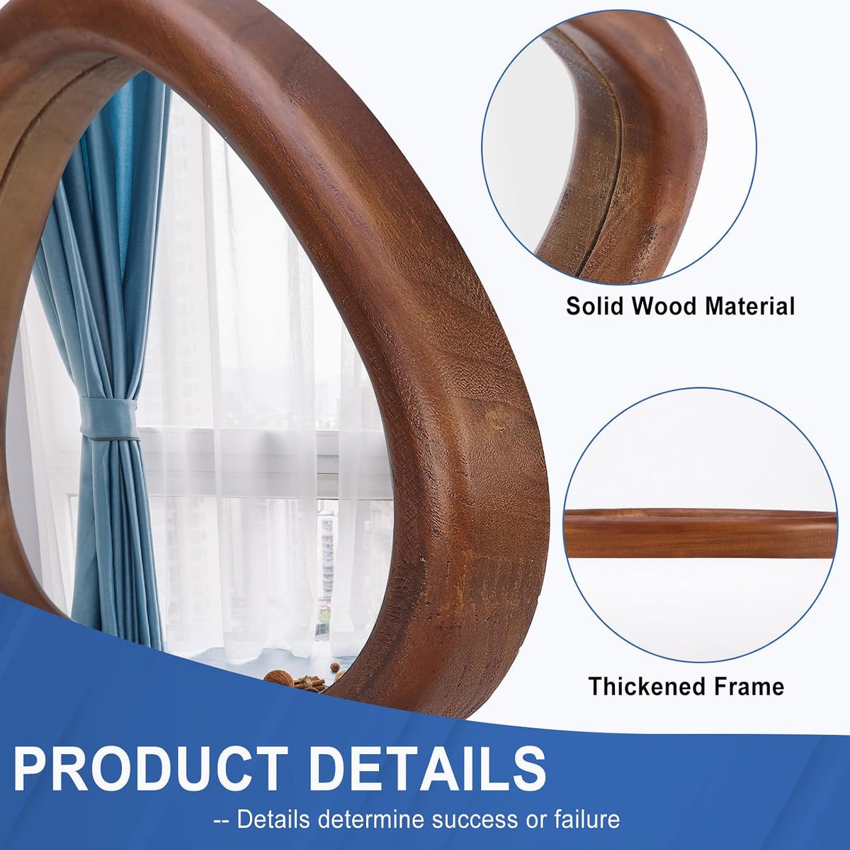 Irregular Wall Mirror, 15*10in Asymmetrical Wood Mirrors, Small Wall Mirror