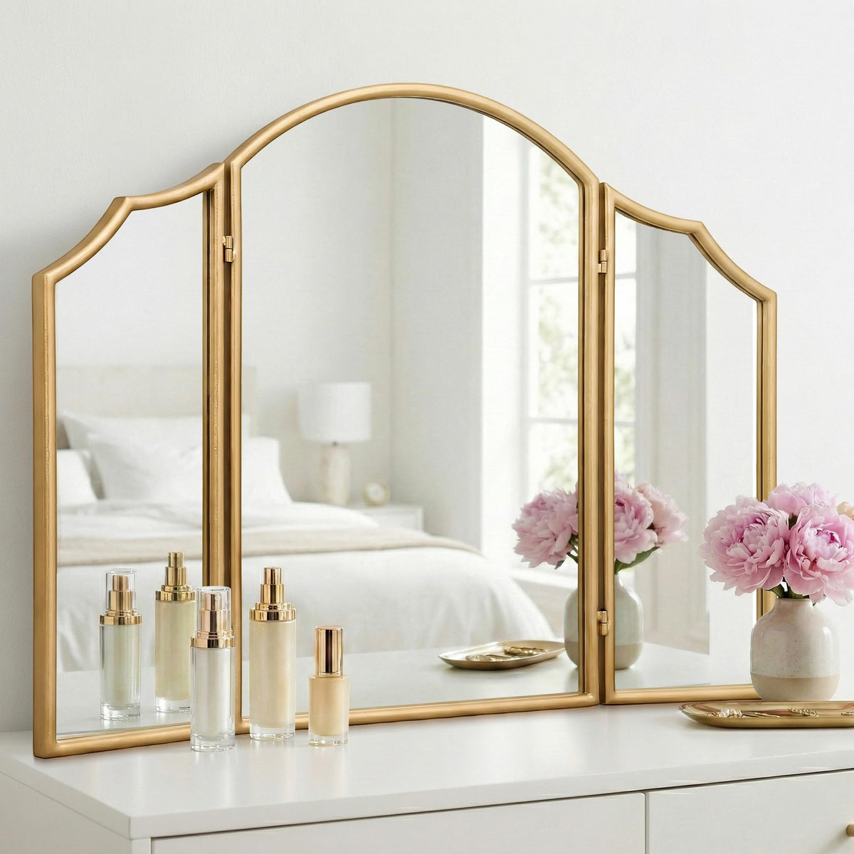 Besdomus Black Scalloped Wall Mirror: 40"x29" Large Wooden Bathroom Mirror