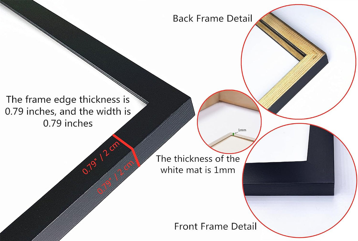 NIHO-JIUMA Diamond Art Wood Frame, 14X14 in / 35X35 cm, Black, 2-piece set