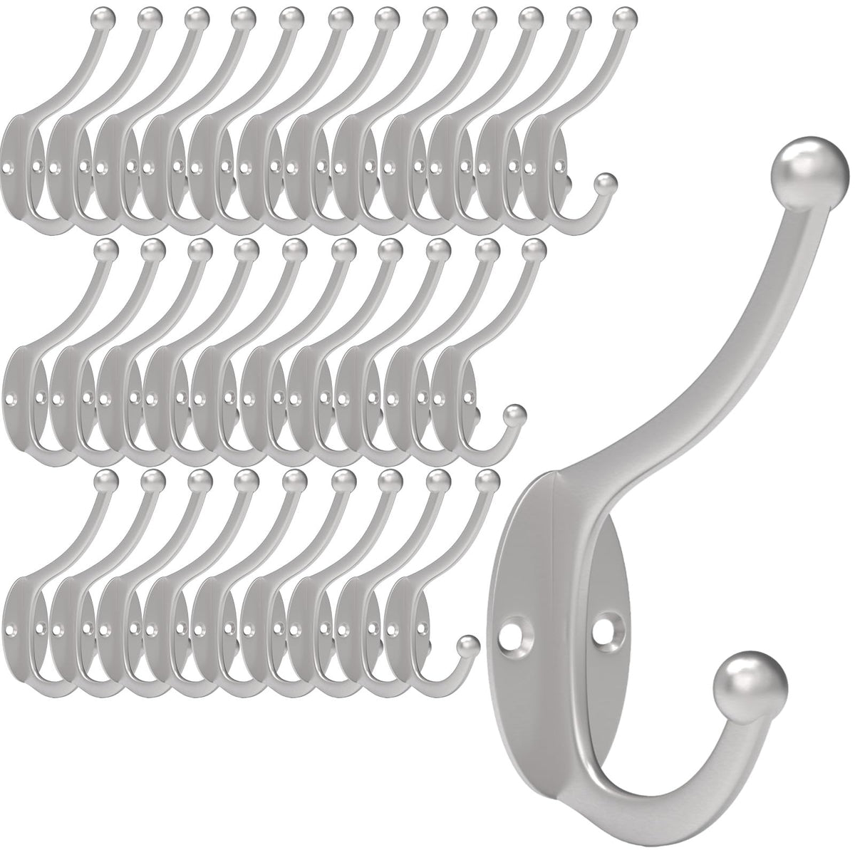 CBWLWJ 32 Pack Coat wall Hooks for Hanging, Durable Coat Hook Wall Mount, with Easy Installation Metal Closet Hooks, Living Rooms, Entrances, Bathrooms, Bedrooms(Black)