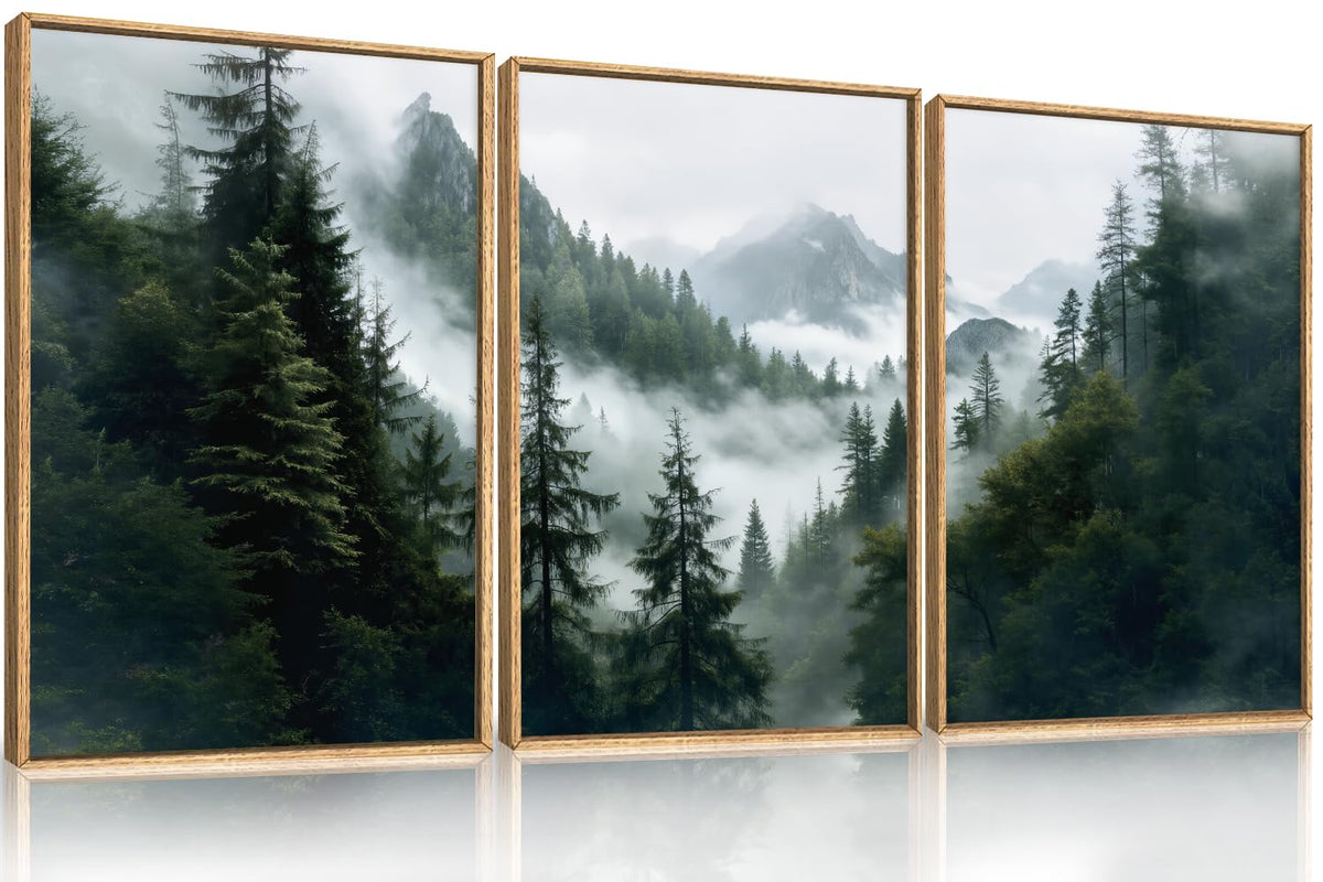 HOURIA Blue White Abstract Neutral Framed Canvas Wall Art Set- 16"x24"x3