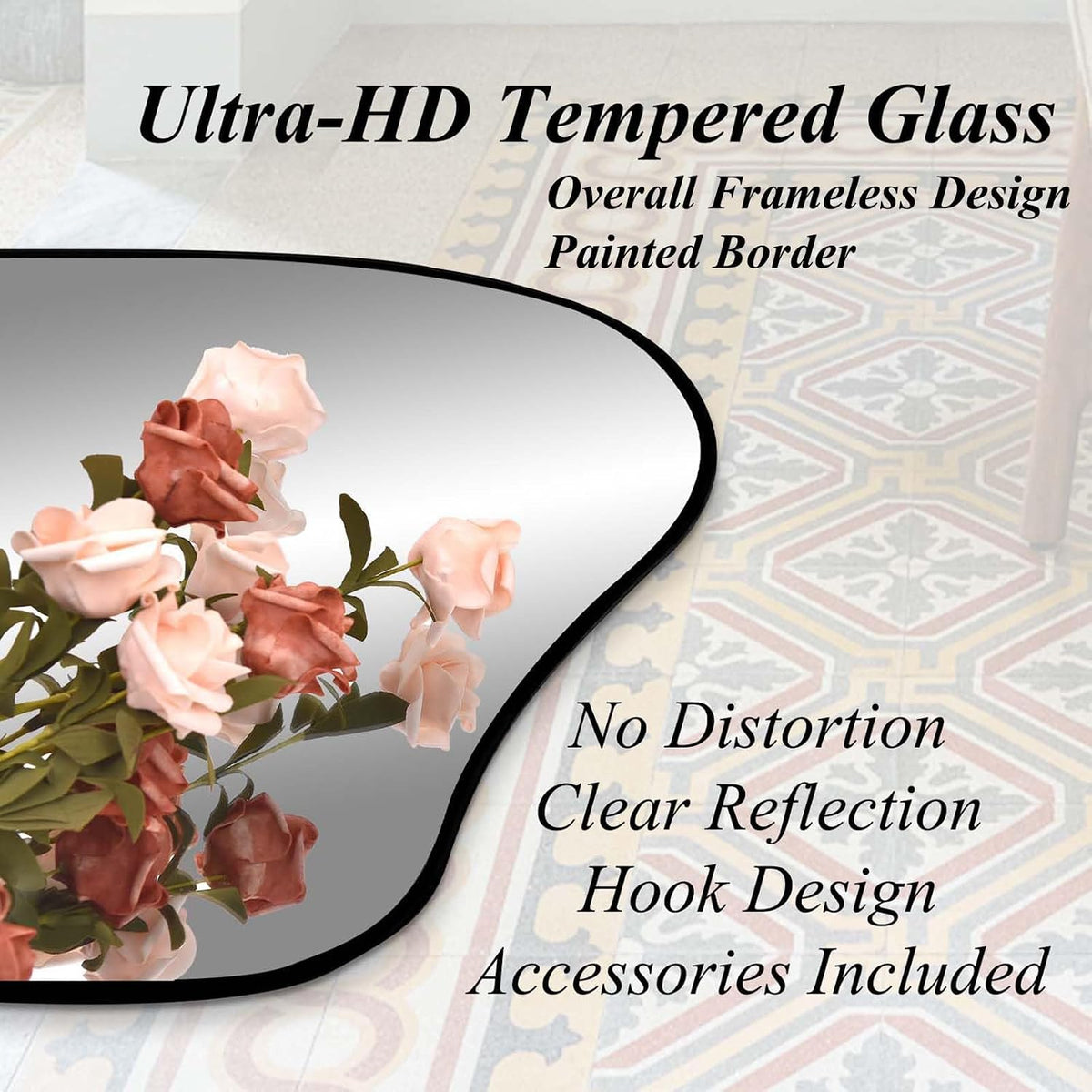 67"x31" Irregular Full Length Mirror, Abstract Frameless Mirror