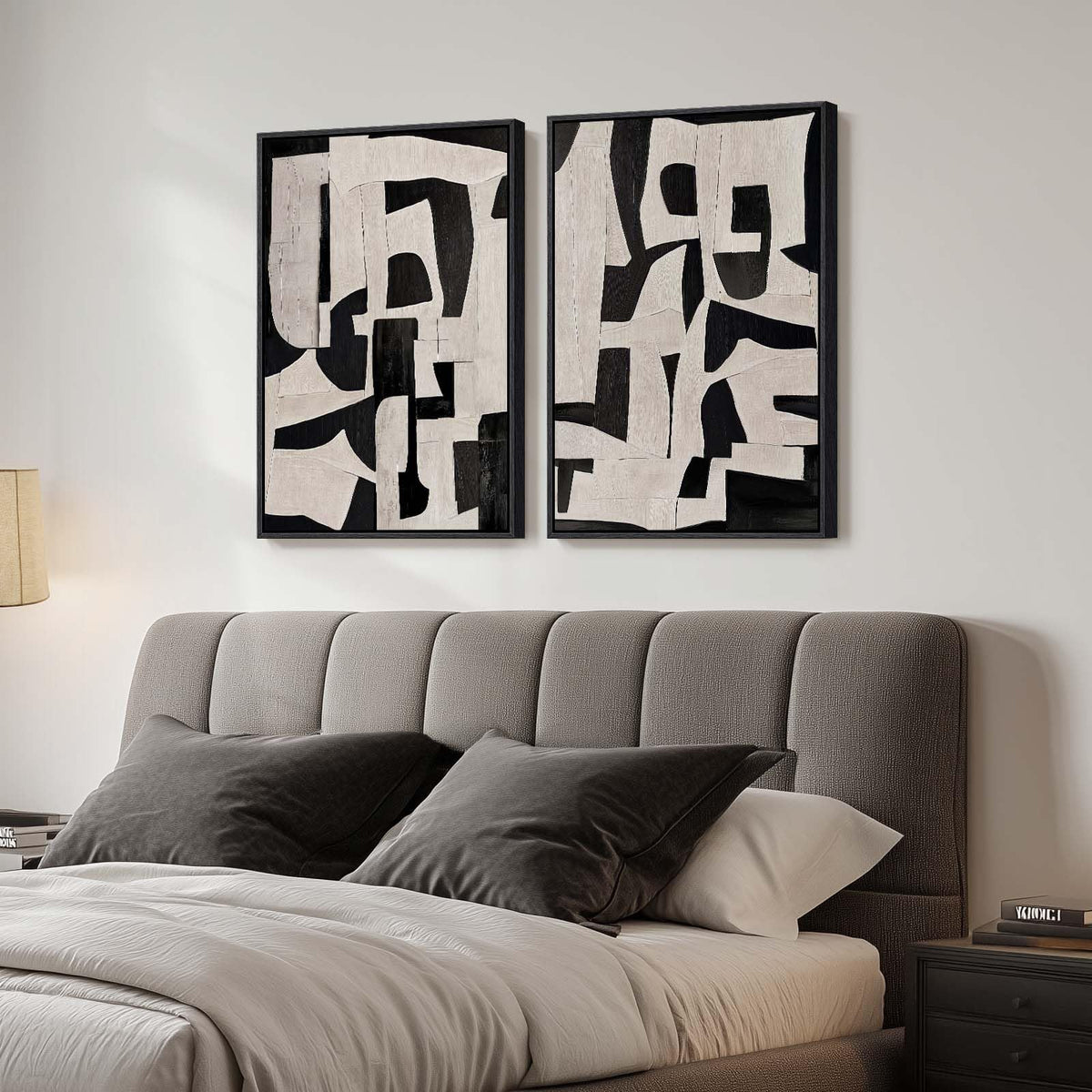 Large Framed Green Abstract Wall Art for Living Room Set of 2, 24x36 In