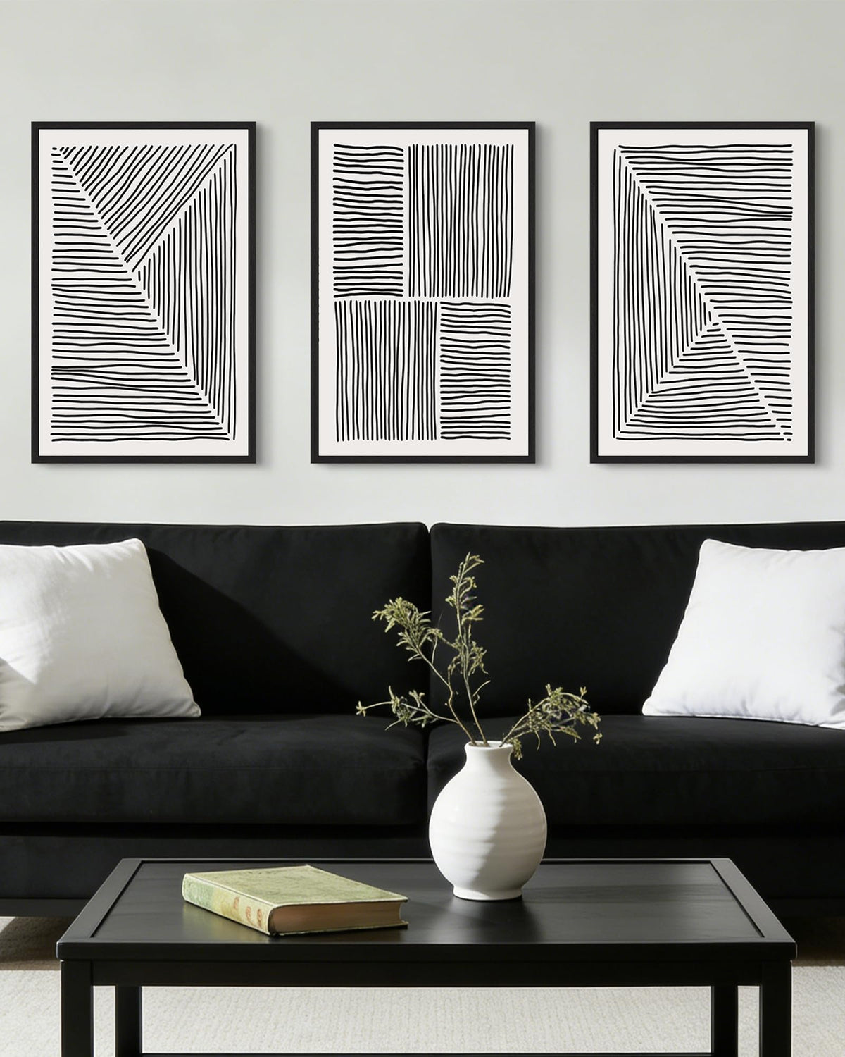 Drsoum Mid-Century Modern Framed Wall Art Minimalist Abstract Boho Neutral Line Wall Decor Geometric Artwork Kitchen Dining Room 11x14in Natural Framed