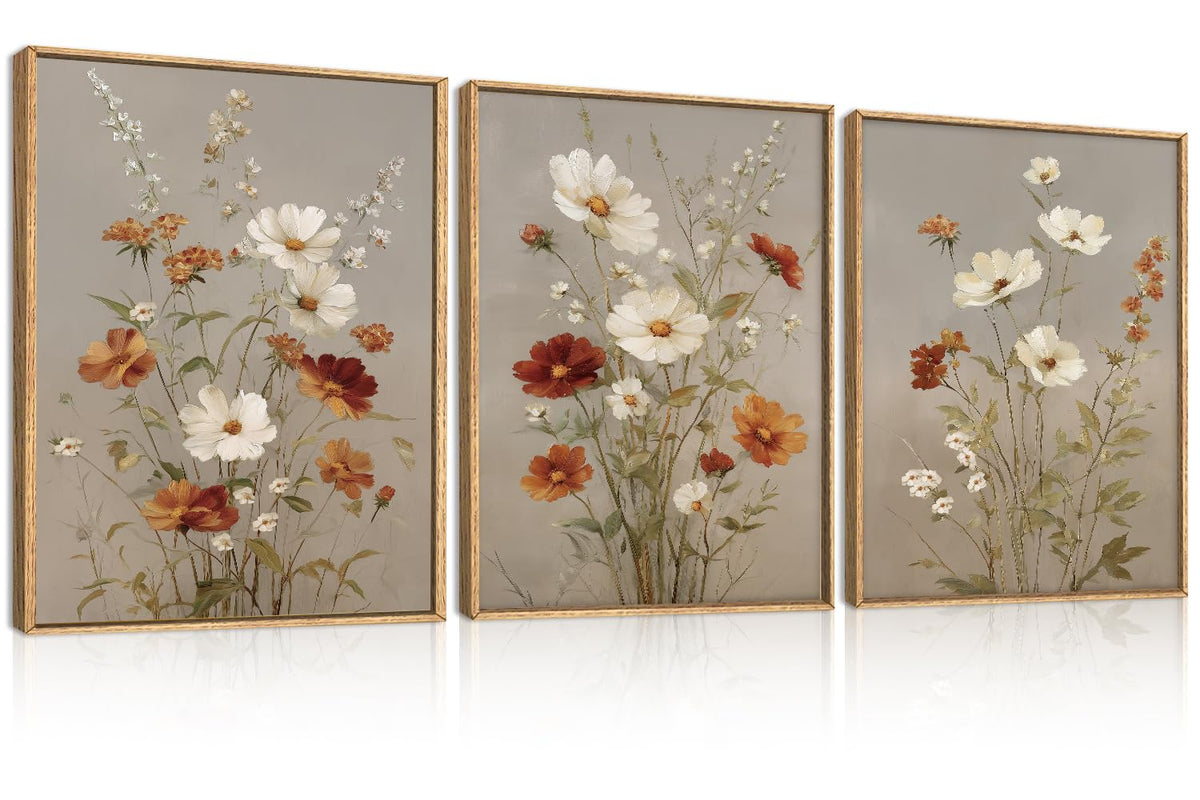 BINCUE Neutral Abstract Wall Art Beige Large Wall Decor Boho Mid Century Modern Artwork Art Print for Living Room Bedroom Office 24"x36" Set of 3 Gift
