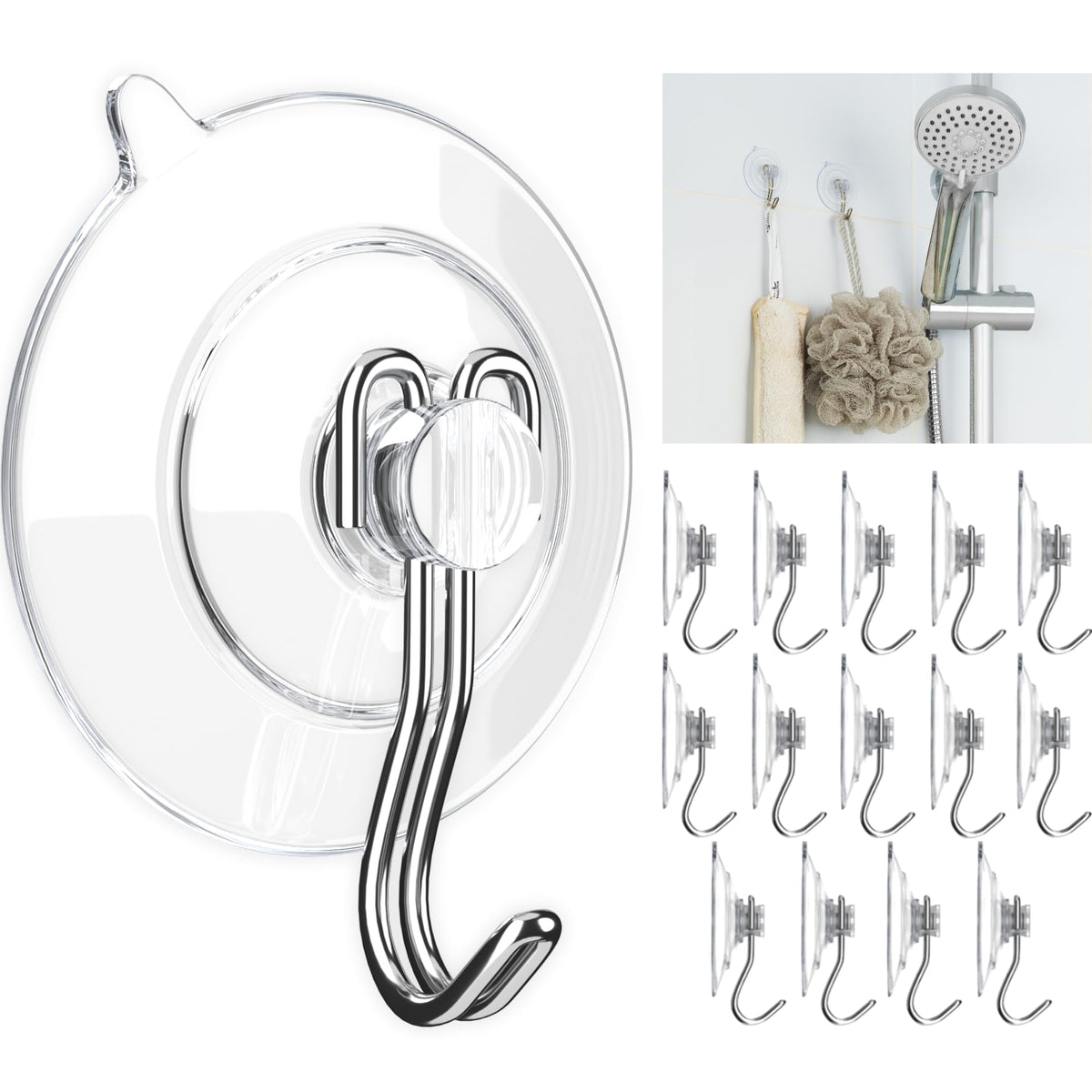 GLUIT Adhesive Wall Hooks for Hanging Heavy Duty No Drill, 22 lbs, 12 pcs