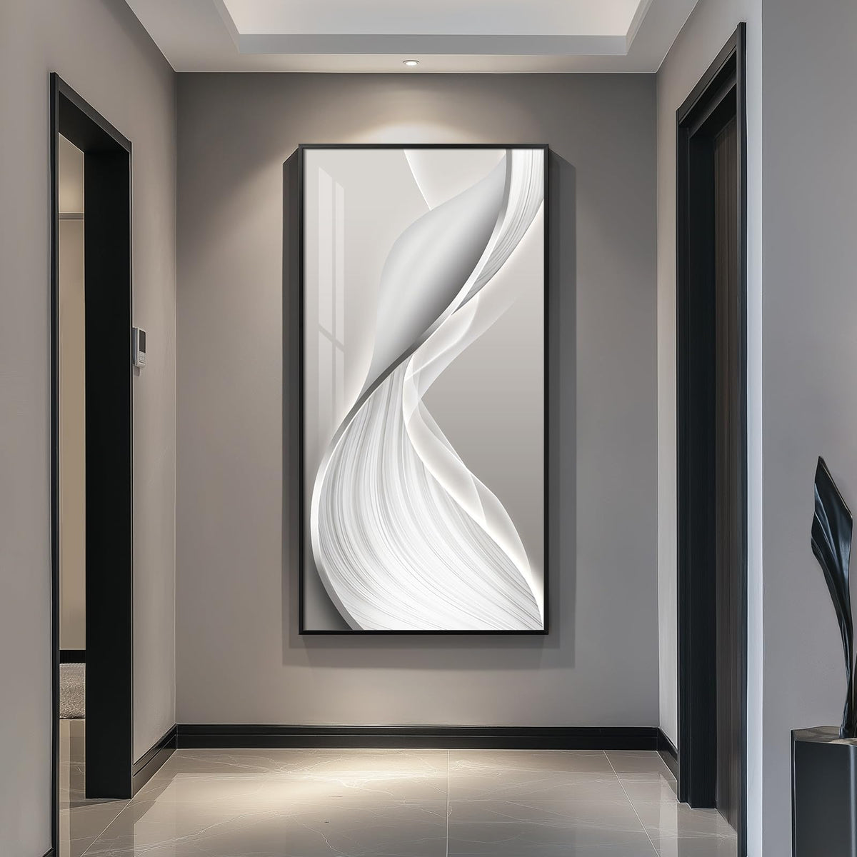 Extra Large Framed Brown Abstract Wall Art for Living Room, Vertical 40x60