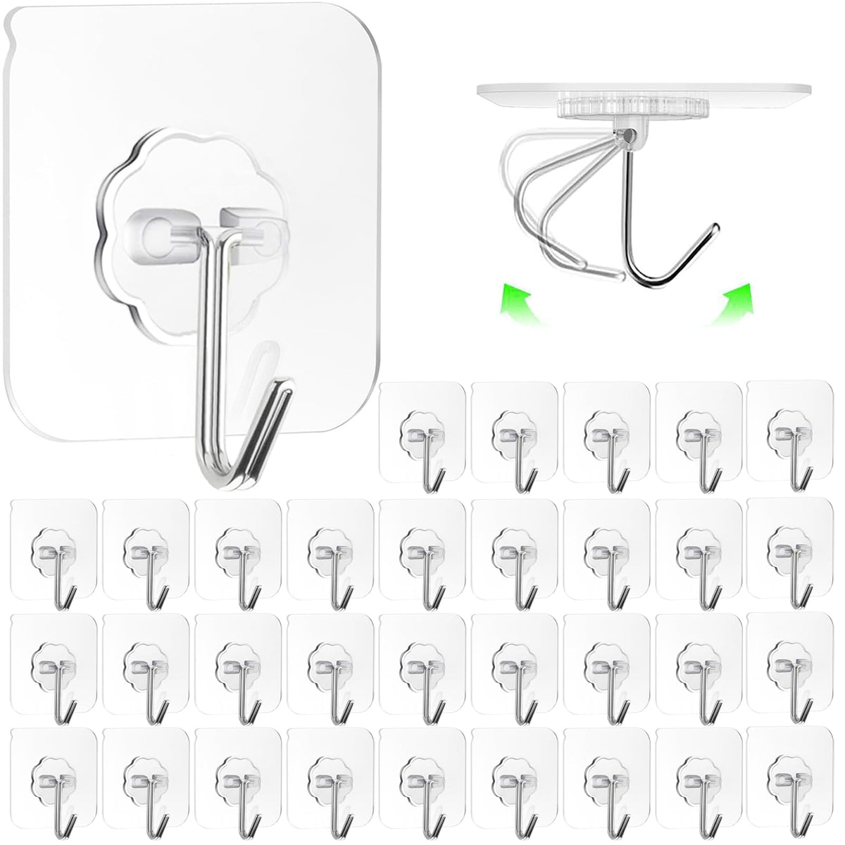 ZESLMG Adhesive Wall Hooks for Hanging, 16 Pack Self Sticky Hook No Damage