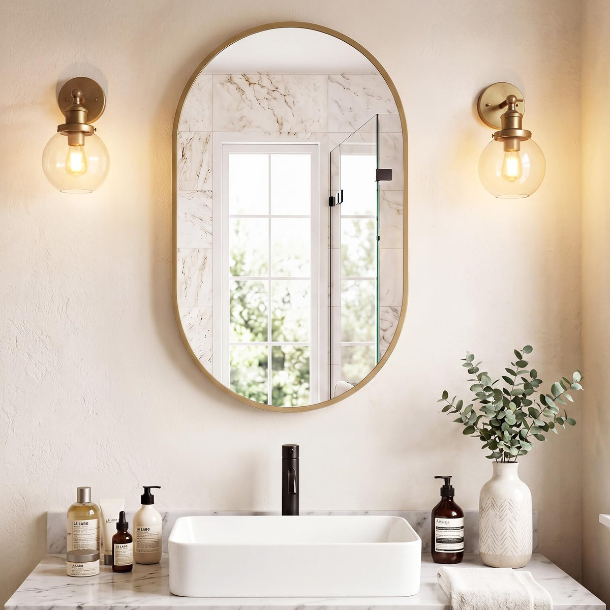 Sweetcrispy 26.5"x38" Arched Black Bathroom Mirrors for Wall, Bathroom Mirrors for Over Sink, Metal Framed with HD Shatter-Proof Glass for Entryway, Living Room, Bedroom, Home Decor