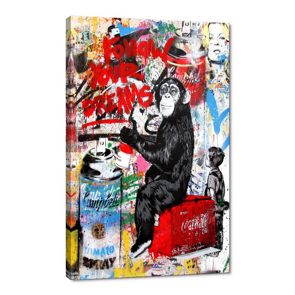 Banksy Wall Art Graffiti Street Giclee Canvas Paintings Poster and Prints Kid Wall Pictures girl Figure Street Picture Artwork Modern Framed Art for Home Wall Decor 24”Wx36”H