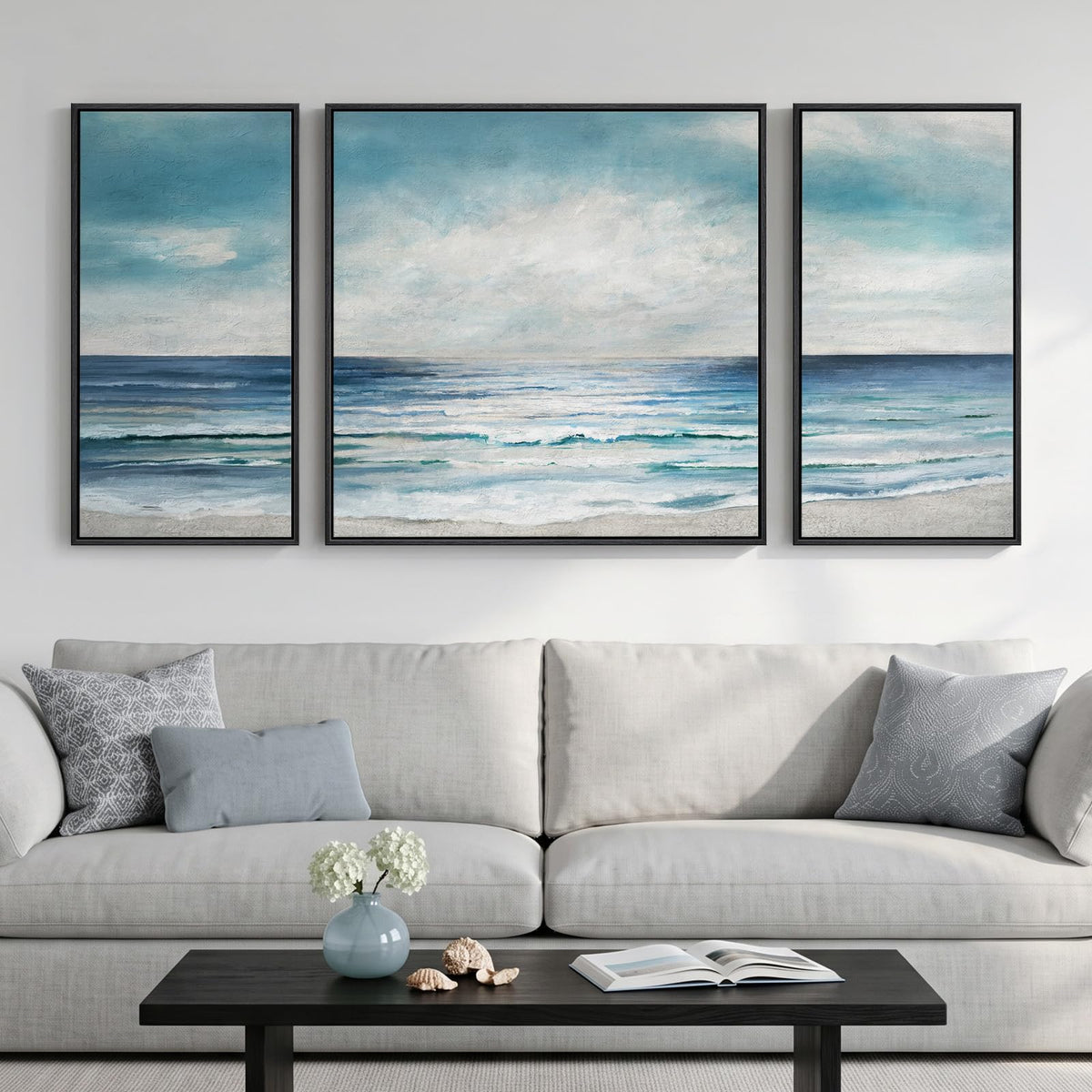 Large Framed Boho Black White Abstract Wall Art for Living Room, 24x36 In