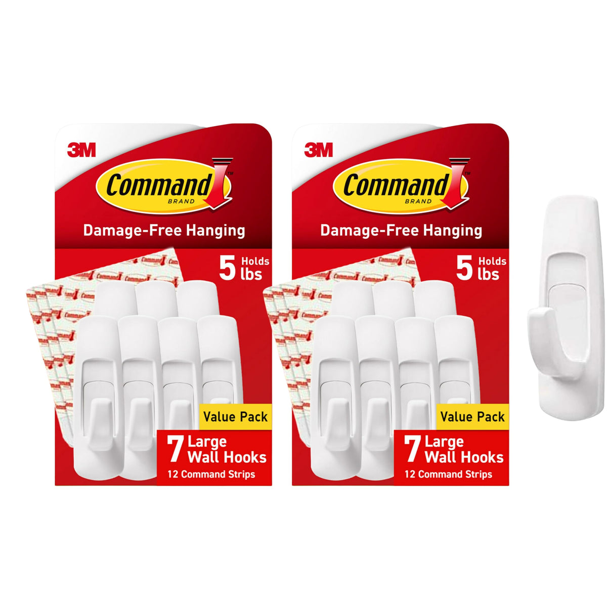 Command Large Utility Hooks, 7-Hooks, 12-Strips, Organize Damage-Free