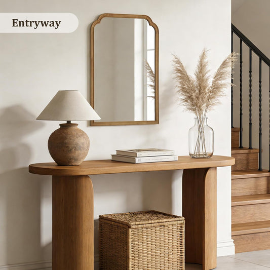 WallBeyond 24" x 36" Natural Wood Mirror for Wall Mounted, Rustic Wood Frame Wall Mirrors Decorative for Living Room or Bathroom Mirror (Natural Color)