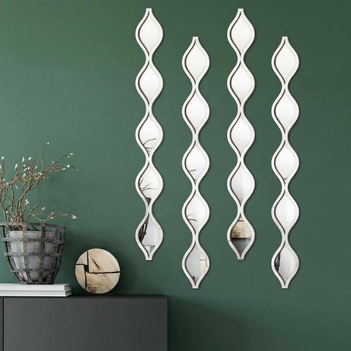 Qunclay 4 Pcs Teardrop Mirror Wall Art Decorative Mirror Wall Decor, Gold