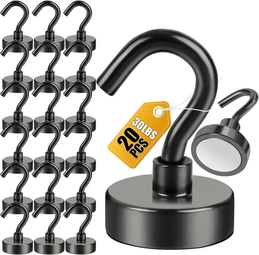 DIYMAG Magnetic Hooks 20pcs 30lbs+ Cruise Essentials 2026 Magnet Hook Black