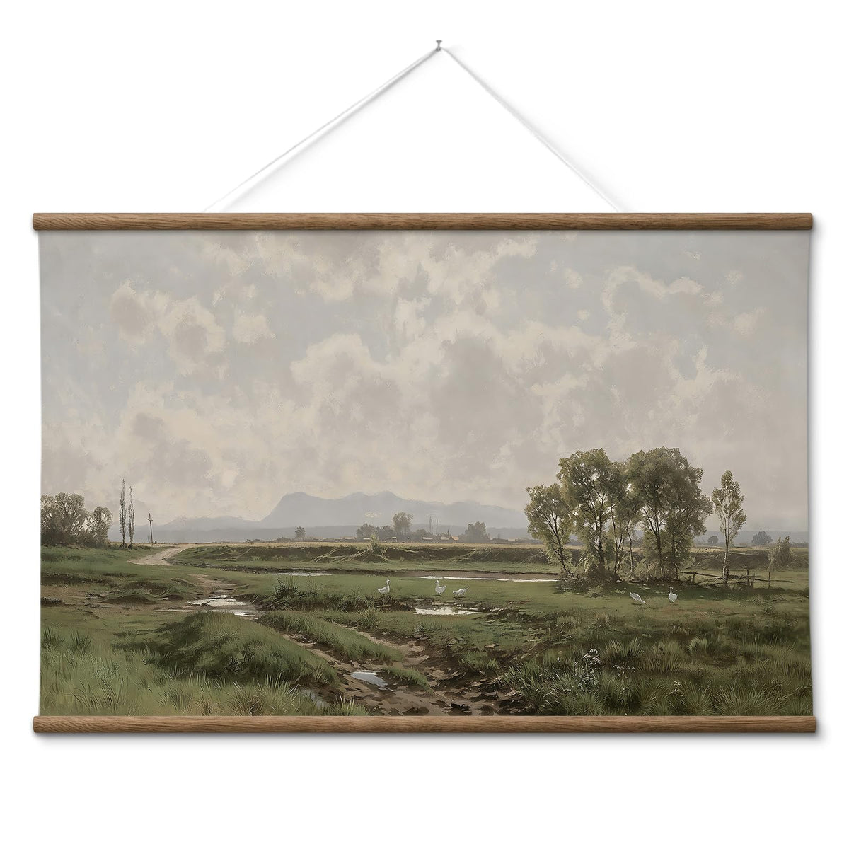 ARPEOTCY Extra Large Vintage Framed Wall Art, Fall Landscape Print, 36x54In