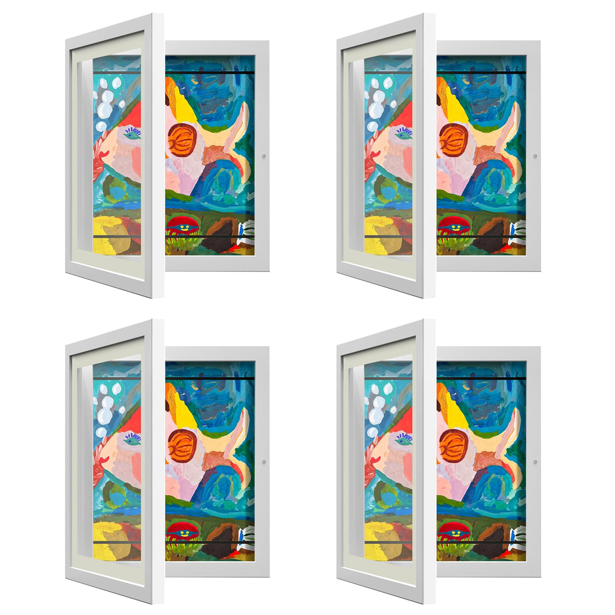 2 Pack Kids Art Frame, Kids Artwork Frames Changeable 8 x10.5 with Mat and 9 x12 Without Mat, Black Front Opening Children Picture Storage Frame for Wall Holds 50Pcs Crafts, Drawing, Art Projects