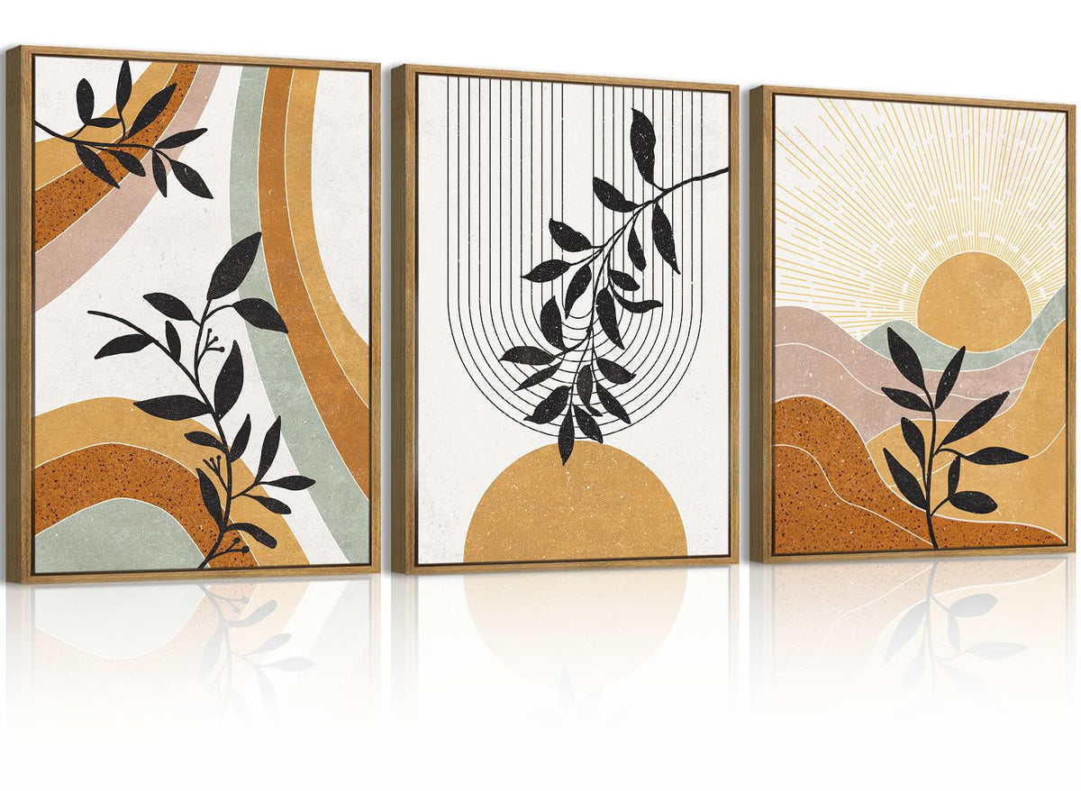 BINCUE Neutral Abstract Wall Art Beige Large Wall Decor Boho Mid Century Modern Artwork Art Print for Living Room Bedroom Office 24"x36" Set of 3 Gift